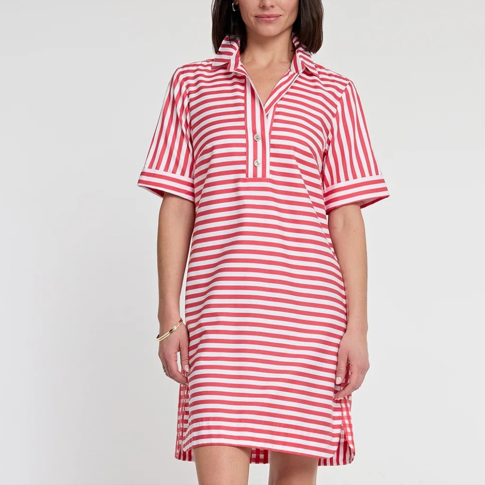 Elegant Pink Striped Mini Dress